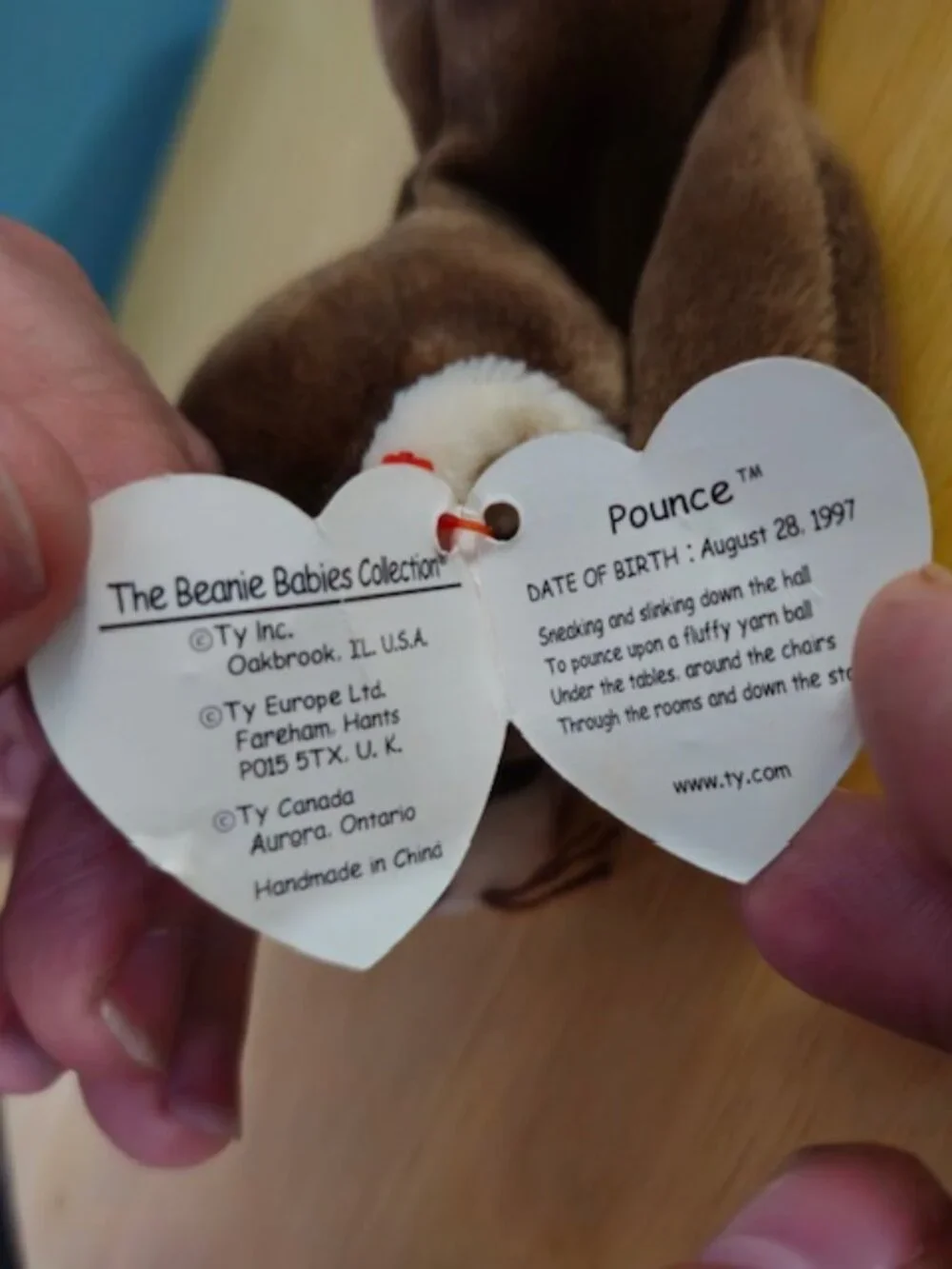 Ty Beanie Baby Pounce The Cat With Tags Attached